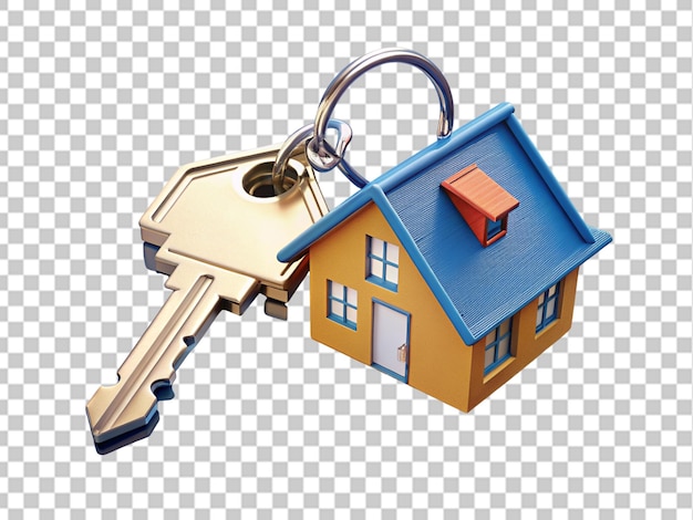 Chave de casa com renderização 3D de chaveiro