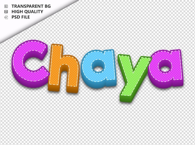 PSD chaya tipografía texto colorido artesanía primavera psd transparente