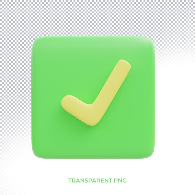 Check Mark Box 3D-Symbol mit transparentem Hintergrund Vorderansicht