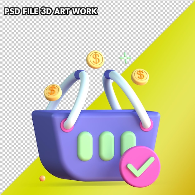 PSD check-out ícone 3d