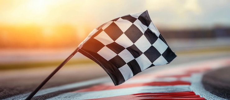 Checkered Flag at Sunset A Symbol of Victory and Achievement in Motorsport