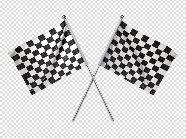 Checkered flags crossed racing theme motorsport finish line symbol black and white pattern
