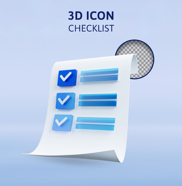 checkliste mit papier 3d-rendering-illustration