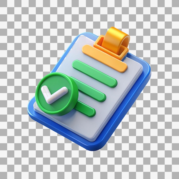 Checkliste mit Tick-Markierung Vollständiger Erfolg 3D-Illustration
