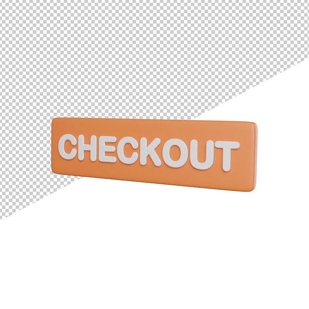 PSD checkout button sign seitenansicht 3d-rendering icon illustration auf transparentem hintergrund