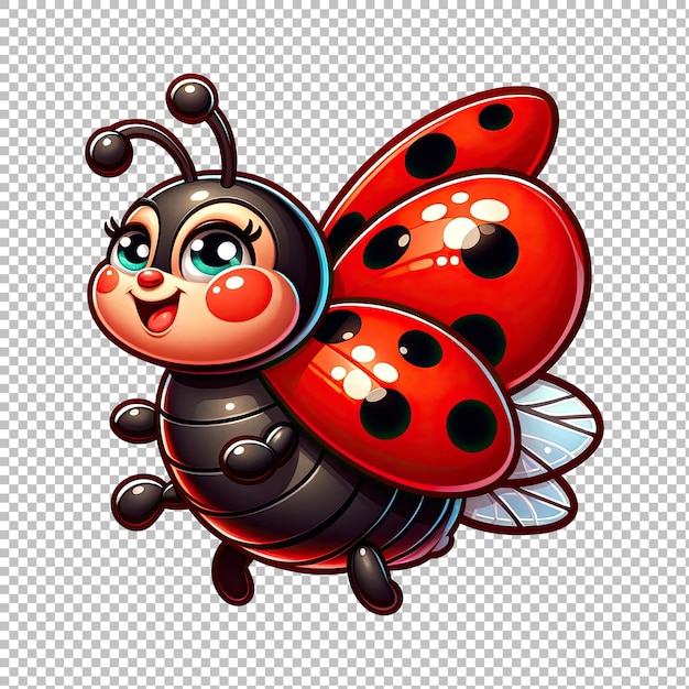 PSD cheerful ladybug cartoon clipart