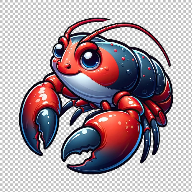 PSD cheerful red lobster zeichentrickfigur clipart