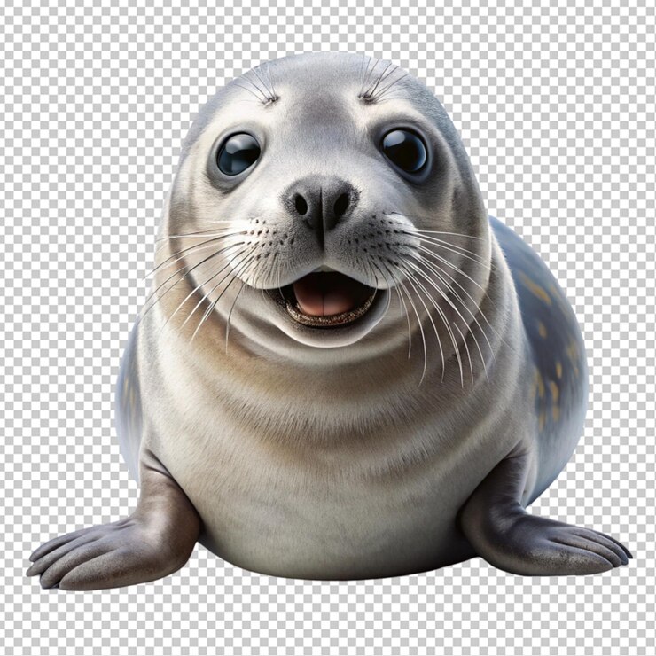 PSD cheerful seal on transparent background