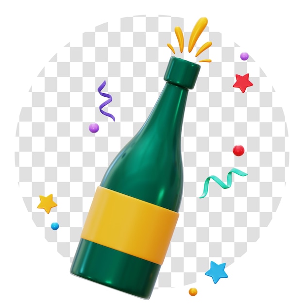 PSD cheers to the new year 3d icon transparent background