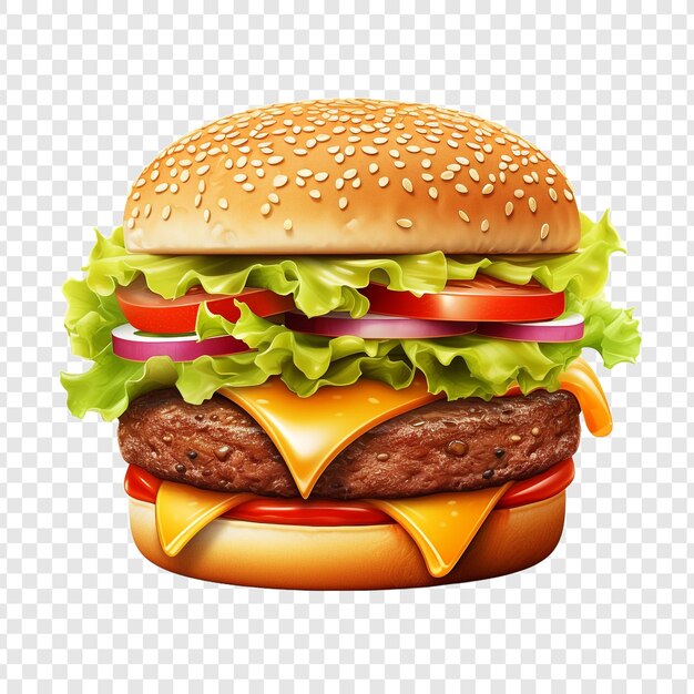 PSD cheeseburger isolé sur un fond transparent