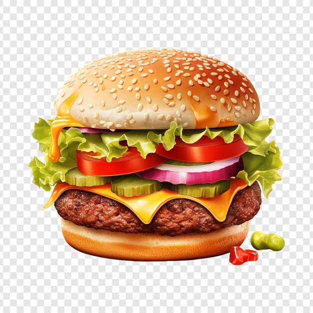 PSD cheeseburger isolé sur un fond transparent