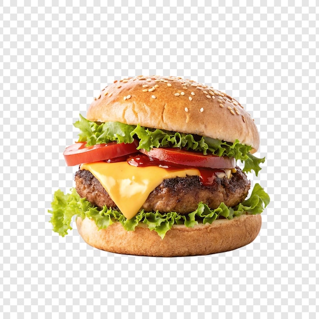 Cheeseburger juteux isolé sur un fond transparent