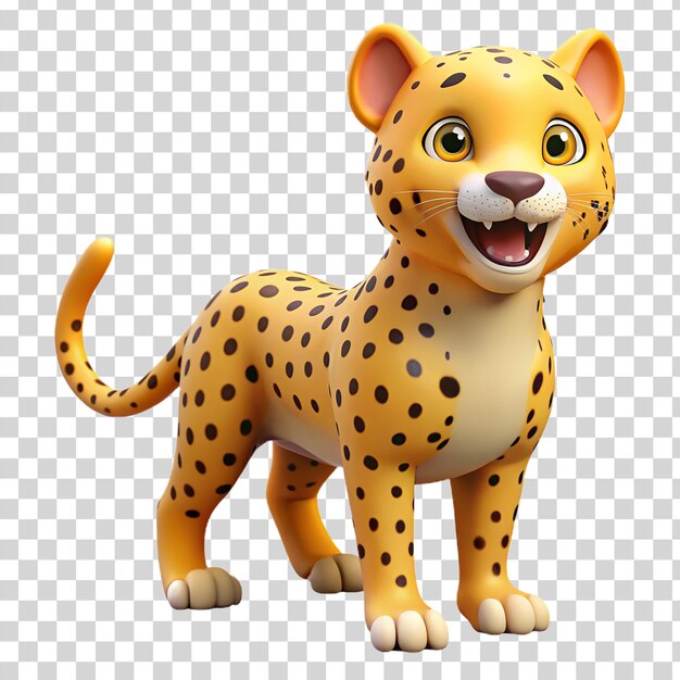 PSD cheetah feliz en 3d aislado sobre un fondo transparente