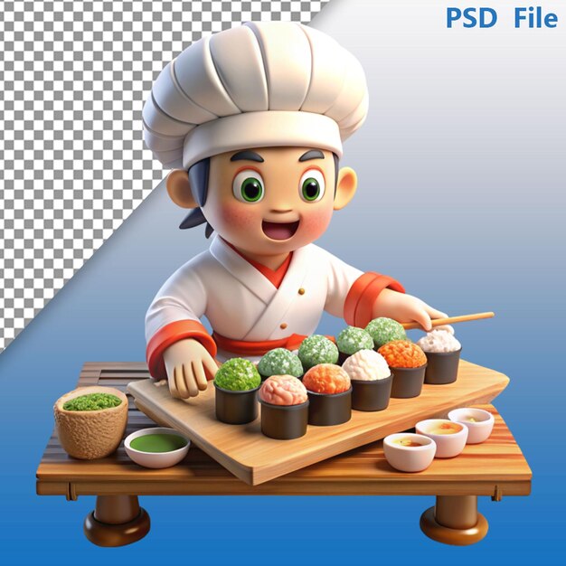 PSD chef 3d créatif avec whisk idéal pour les dessins thématiques de boulangerie ou de pâtisserie