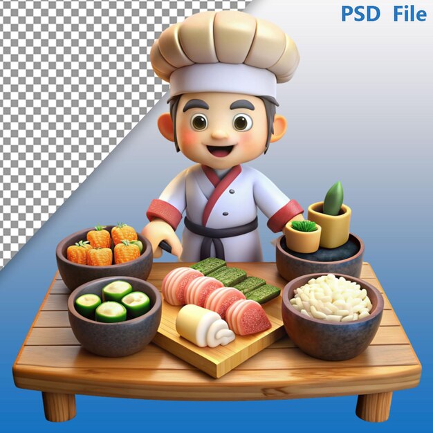 PSD chef 3d créatif avec whisk idéal pour les dessins thématiques de boulangerie ou de pâtisserie