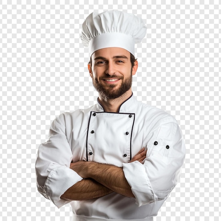 PSD un chef con los brazos cruzados y una imagen de un chef con sus brazos cruzados