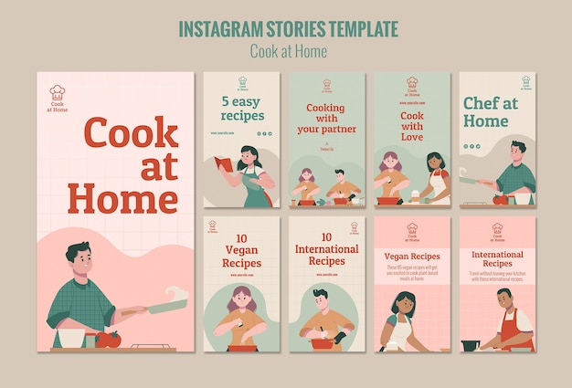 PSD chef en casa plantilla de historias de instagram