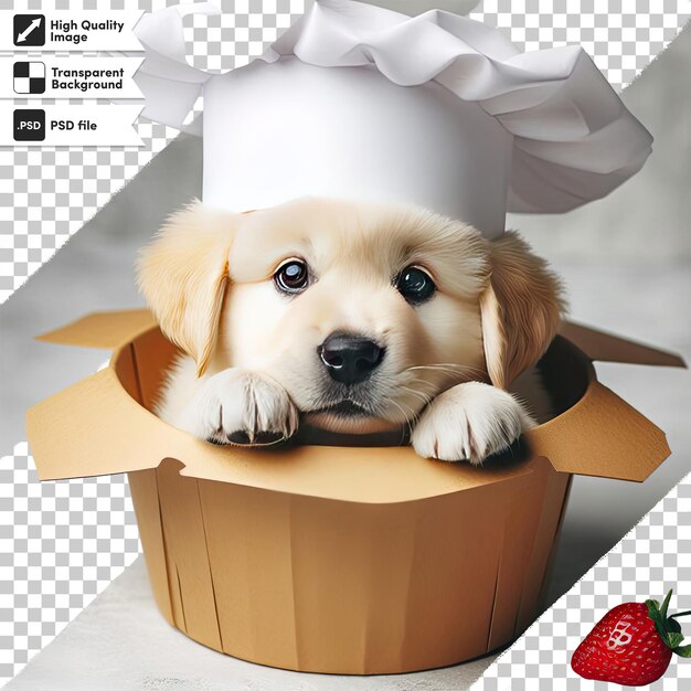 PSD chef chien psd sur une cuisine avec un chapeau sur un fond transparent