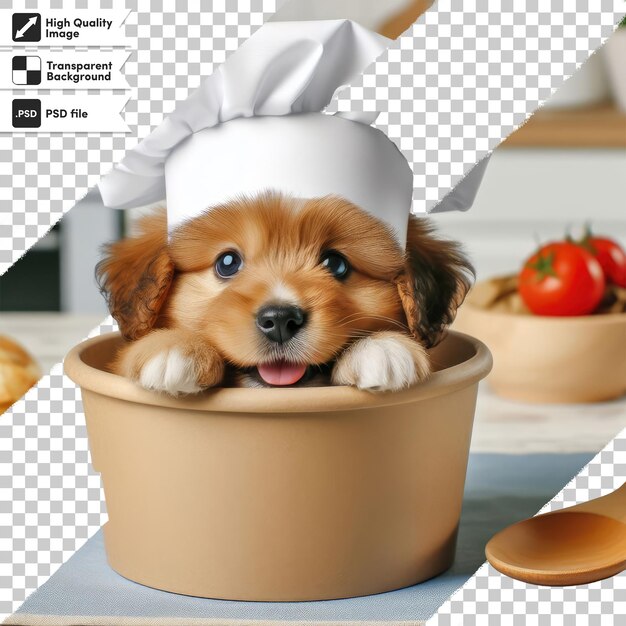 PSD chef chien psd sur une cuisine avec un chapeau sur un fond transparent