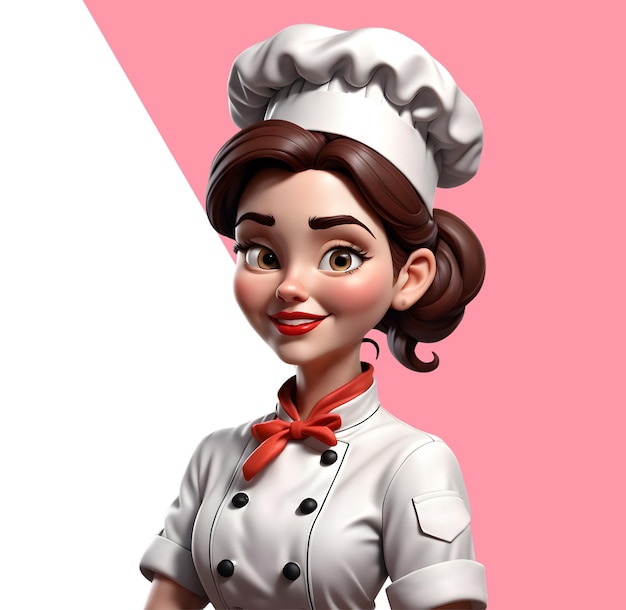 Chef Cuisinier Femme Heureuse 3d Avec Uniforme