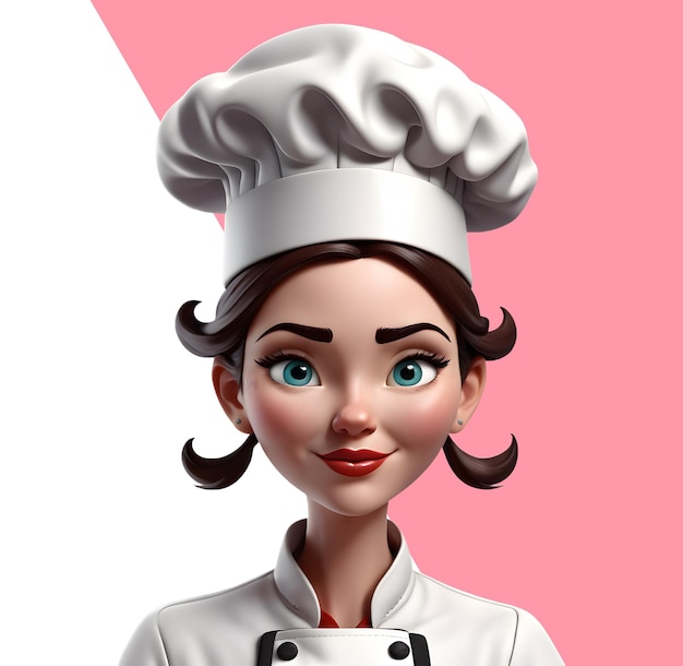 PSD chef cuisinier femme heureuse 3d avec uniforme