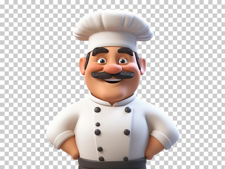 PSD chef de desenho animado 3d closeup meio corpo isolado em fundo transparente png psd