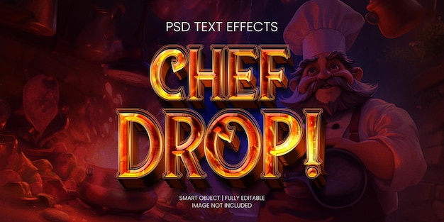 PSD chef drop efeito de texto