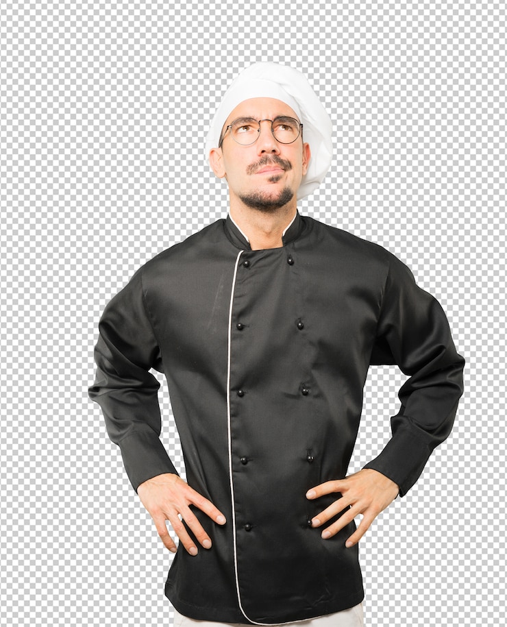 PSD chef jovem sério olhando