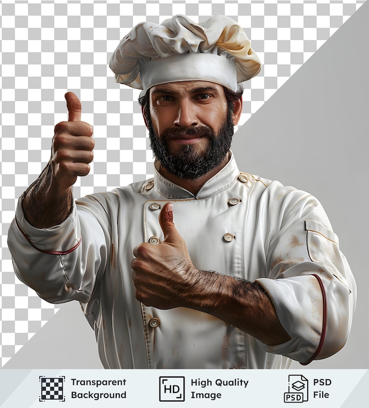 PSD chef muestra los pulgares hacia arriba imágenes de comida deliciosa transparente png descargas psd para diseños culinarios disponibles ahora