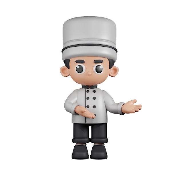 Chef de personaje 3D apuntando a algo Pose