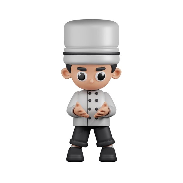 Chef de personaje 3D sosteniendo algo en pose
