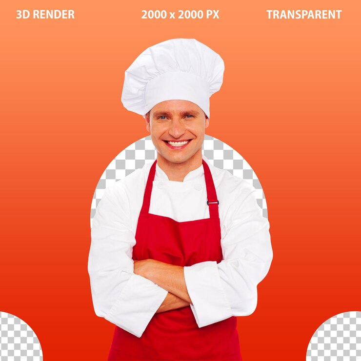 PSD un chef de pie en un fondo transparente aislado