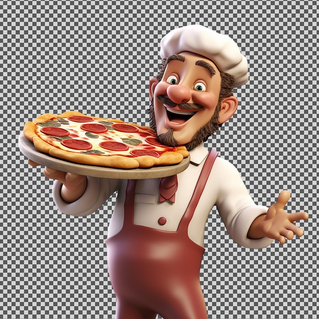 Un chef con una pizza en su plato que dice chef