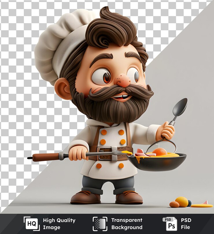 PSD chef prepara prato em fundo transparente