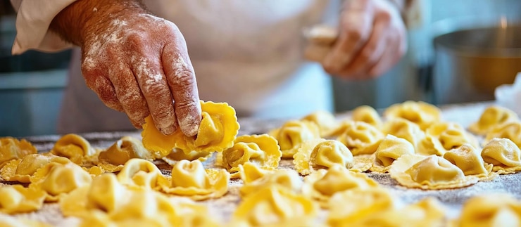 PSD chef preparing homemade ravioli