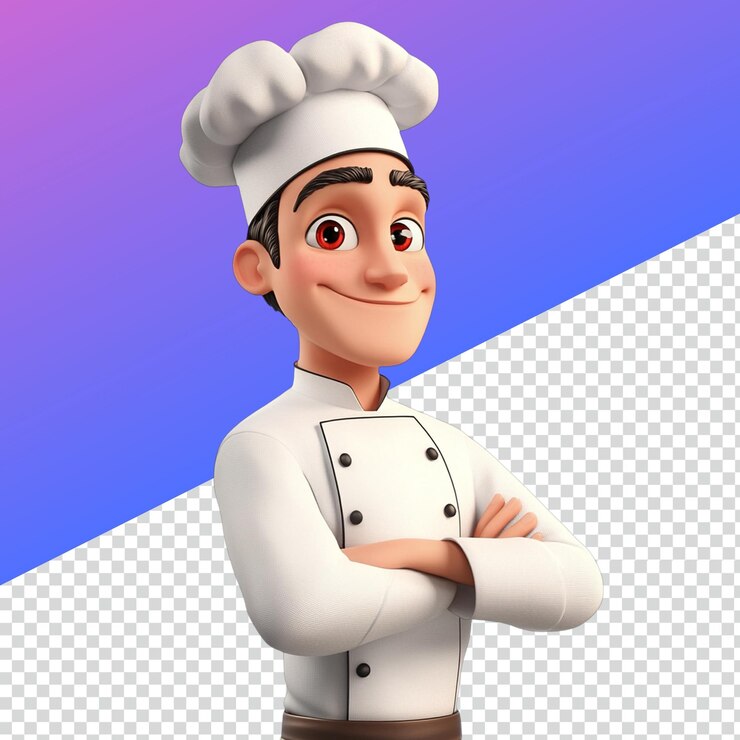 PSD chef profesional avatar png para proyectos culinarios y marca