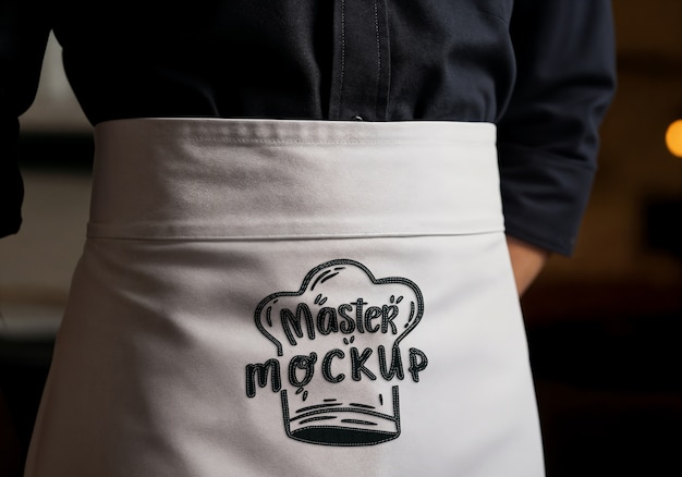 Chef's apron mockup with 'master mockup' text