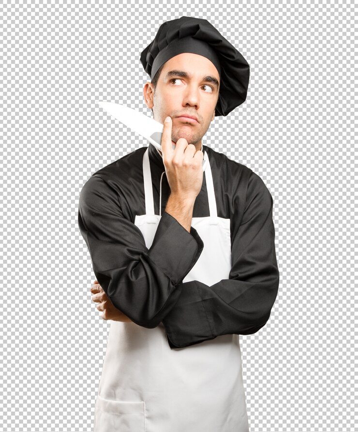 PSD chef usando utensilios de cocina