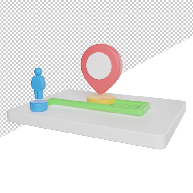 Sur le chemin de l'emplacement vue latérale illustration d'icône de rendu 3d sur fond transparent