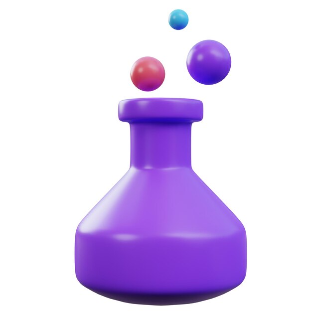 chemische Testflasche 3D-Rendering-Bild mit Abschnittspfad