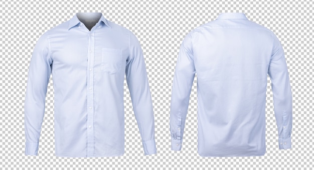 Chemise bleue commerciale ou formelle, modèle de maquette de vue avant et arrière pour votre conception.