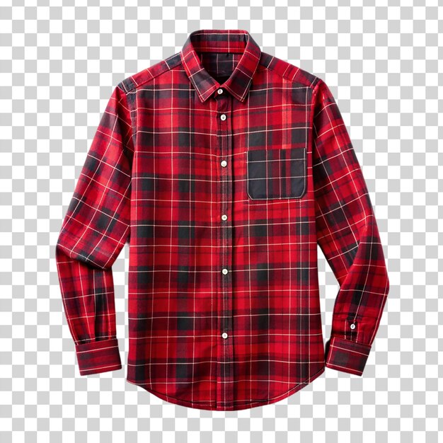 PSD chemise de tartan rouge isolée sur un fond transparent