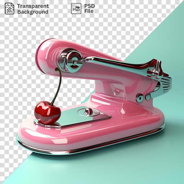 PSD cherry pitter en un teléfono móvil rosado