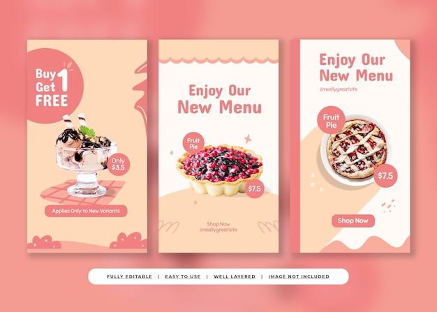 PSD cherry sweet playful dessert shop histoire instagram