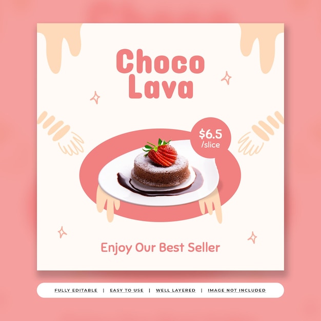 PSD cherry sweet playful dessert shop instagram post