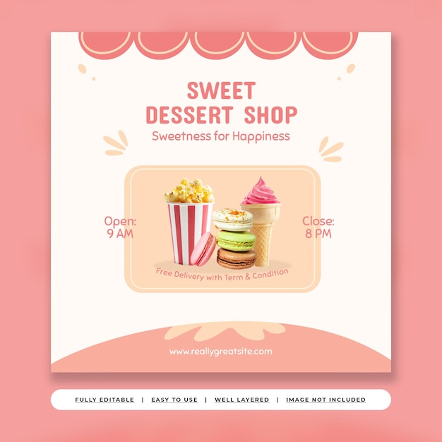 Cherry sweet playful dessert shop publicación de instagram