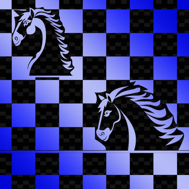 PSD chessboard squared pattern with horse icon and grid layout t nature inspired abstract outline art