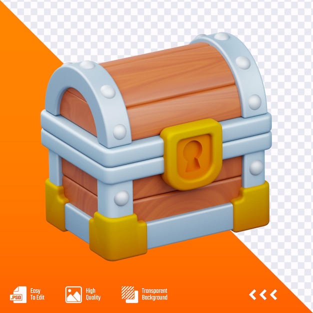 Chest 3D Game Icon Illustration
