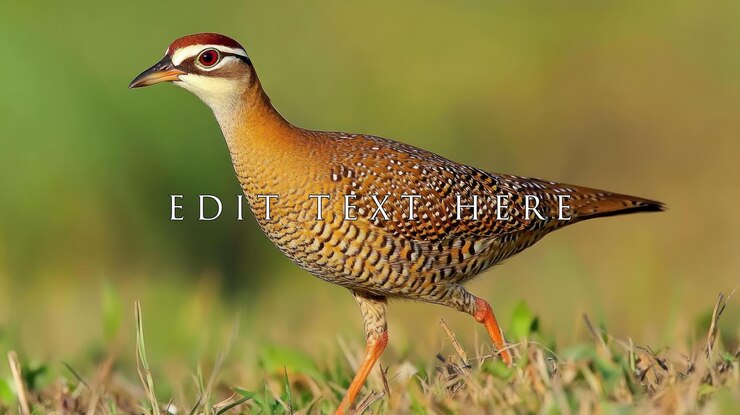 PSD chestnutbreasted partridge walking in grass