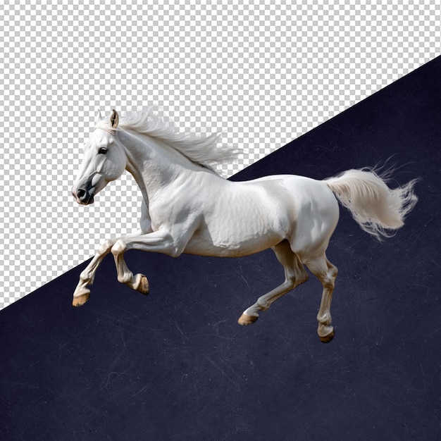 Le cheval blanc en mouvement